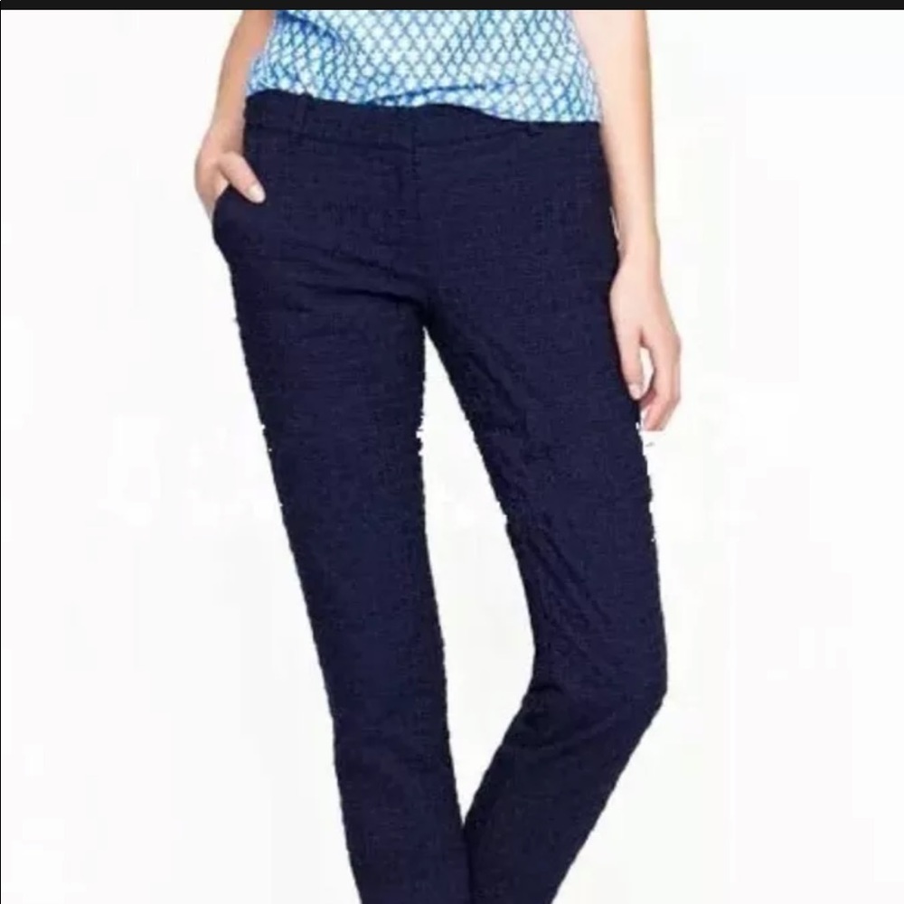 J Crew Navy Cafe Capri Eyelet Pant 4